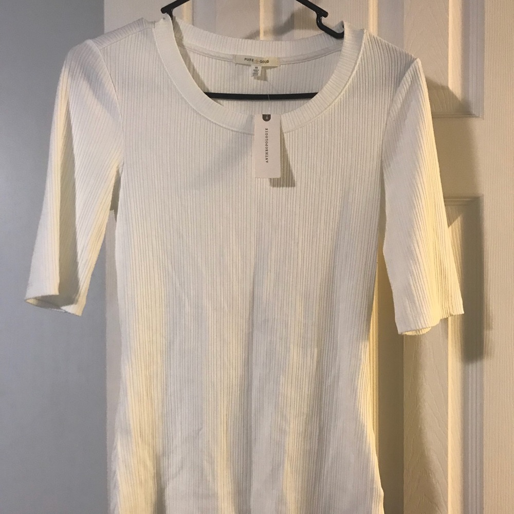 Anthropologie ribbed white shirt